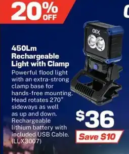 Repco Oex 450lm rechargeable light with clamp offer