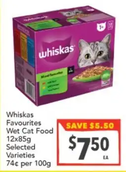 Supa Valu Whiskas Favourites Wet Cat Food Selected Varieties offer