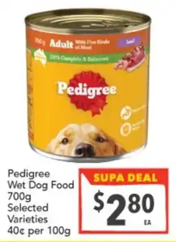 Supa Valu Pedigree Wet Dog Food Selected Varieties offer