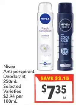 Supa Valu Nivea Anti-perspirant Deodorant offer