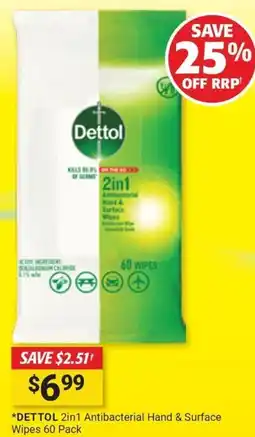 Cincotta Chemist Dettol 2in1 Antibacterial Hand & Surface Wipes offer
