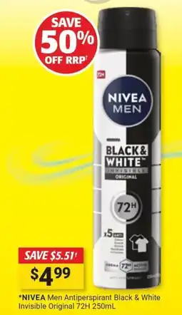 Cincotta Chemist NIVEA Men Antiperspirant Black & White Invisible Original offer