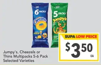 Supa Valu Jumpy's, Cheezels or Thins Multipacks offer