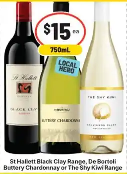 Supa Valu St Hallett Black Clay Range, De Bortoli Buttery Chardonnay or The Shy Kiwi Range offer