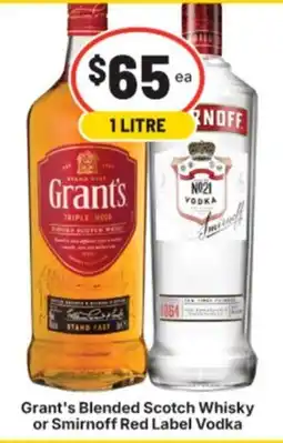 Supa Valu Grant's Blended Scotch Whisky or Smirnoff Red Label Vodka offer