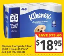 Supa Valu Kleenex Complete Clean Toilet Tissue offer