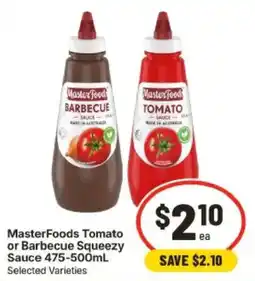 IGA MasterFoods Tomato or Barbecue Squeezysauce offer