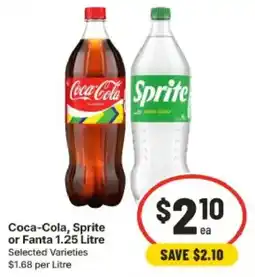 IGA Coca-Cola, Sprite or Fanta 1.25 Litre offer