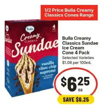 IGA Bulla Creamy Classics Sundae Ice Cream Cone offer
