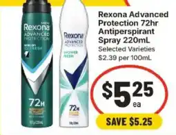 IGA Rexona Advanced Protection Antiperspirant Spray offer