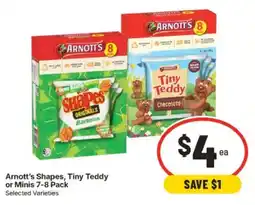 IGA Arnott's Shapes, Tiny Teddy or Minis offer
