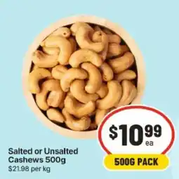 IGA Salted or Unsalted Cashews offer