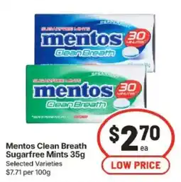 IGA Mentos Clean Breath Sugarfree Mints offer