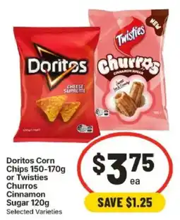IGA Doritos Corn Chips or Twisties Churros Cinnamon Sugar offer