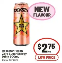 IGA Rockstar Peach Zero Sugar Energy Drink offer