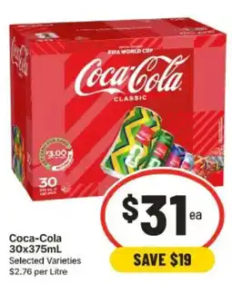 IGA Coca-Cola Selected Varieties offer