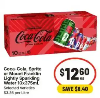 IGA Coca-Cola, Sprite or Mount Franklin Lightly Sparkling Water offer