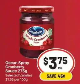 IGA Ocean Spray Whole Cranberry Sauce offer