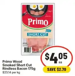 IGA Primo Wood Smoked Short Cut Rindless Bacon offer