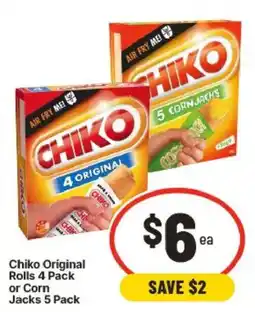 IGA Chiko Original Rolls or Corn Jacks offer