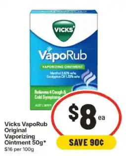 IGA Vicks VapoRub Original Vaporizing Ointment offer
