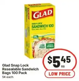 IGA Glad Snap Lock Resealable Sandwich Bags offer