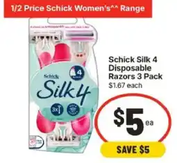 IGA Schick Silk 4 Disposable Razors offer