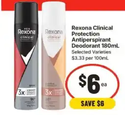 IGA Rexona Clinical Protection Antiperspirant Deodorant offer