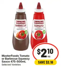 IGA MasterFoods Tomato or Barbecue Squeezysauce offer