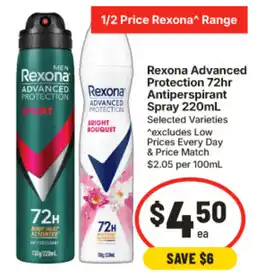 IGA Rexona Advanced Protection Antiperspirant Spray offer