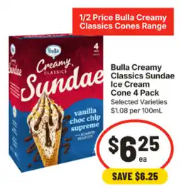 IGA Bulla Creamy Classics Sundae Ice Cream Cone offer