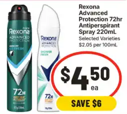 IGA Rexona Advanced Protection Antiperspirant Spray offer