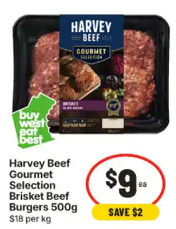 IGA Harvey Beef Gourmet Selection Brisket Beef Burgers offer