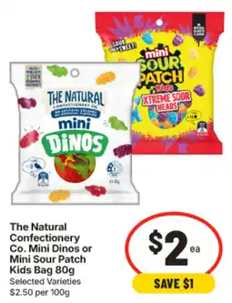 IGA The Natural Confectionery Co. Mini Dinos or Mini Sour Patch Kids Bag offer