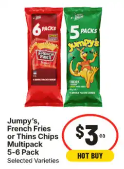 IGA Jumpy's French Fries or Thins Chips Multipack offer