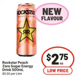 IGA Rockstar Peach Zero Sugar Energy Drink offer