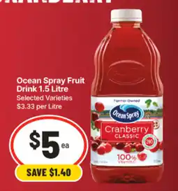 IGA Ocean Spray Fruit Drink offer