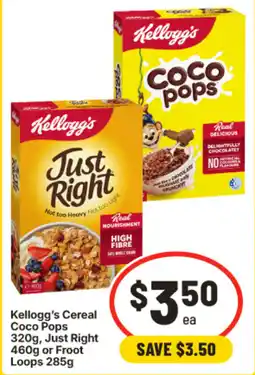 IGA Kellogg's Cereal Coco Pops Just Right offer