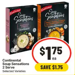 IGA Continental Soup Sensations 2 Serve Selected Varieties offer