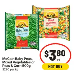 IGA McCain Baby Peas, Mixed Vegetables or Peas & Corn offer