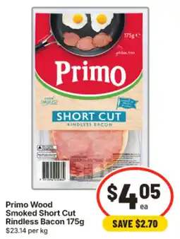IGA Primo Wood Smoked Short Cut Rindless Bacon offer