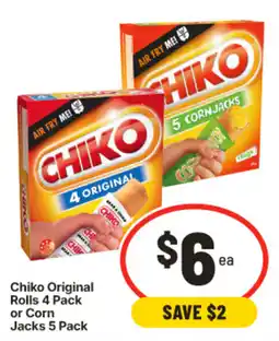 IGA Chiko Original Rolls or Corn Jacks offer