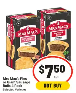 IGA Mrs Mac's Pies or Giant Sausage Rolls offer