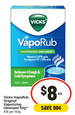 IGA Vicks VapoRub Original Vaporizing Ointment offer