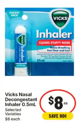 IGA Vicks Nasal Decongestant Inhaler offer