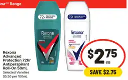IGA Rexona Advanced Protection 72hr Antiperspirant Roll-On offer