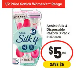 IGA Schick Silk 4 Disposable Razors offer