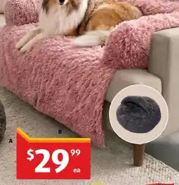 ALDI Pink Fuzzy Dog Sofa Cover offer