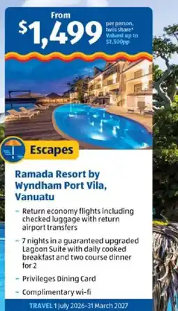 ALDI Ramada Resort by Wyndham Port Vila, Vanuatu offer