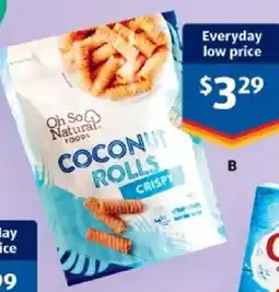 ALDI Oh So Natural Foods Coconut Rolls Crispy offer